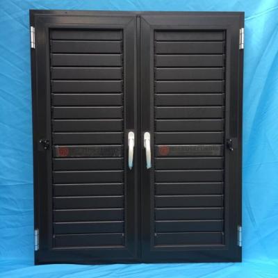 Black aluminum swing louver windows