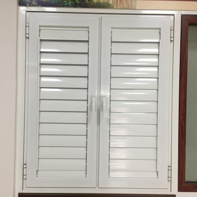 White aluminum casement louvers window