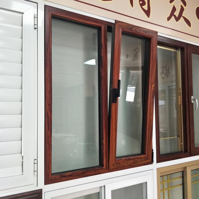 Wood effect aluminum tilt and turn windows