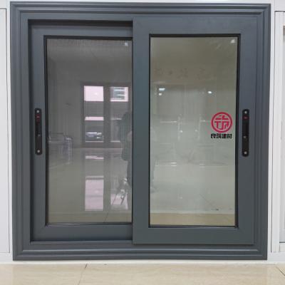 Gray Aluminum Sliding Window with frame trim