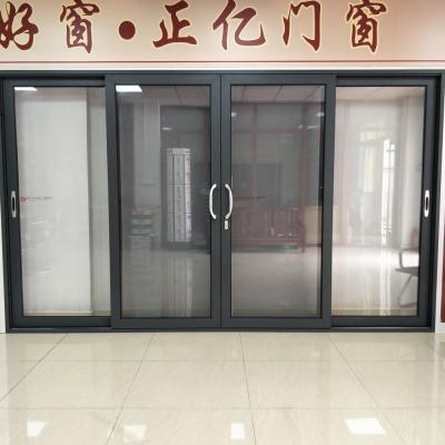 Gray aluminum sliding door three tracks