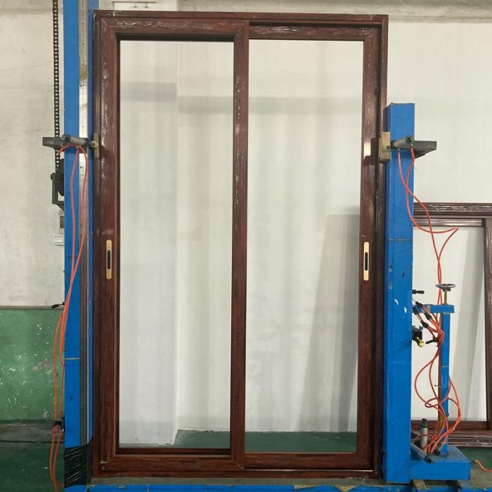 Woodgrain aluminum sliding door three tracks