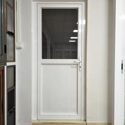 White aluminium doors half aluminium panel half glass panel