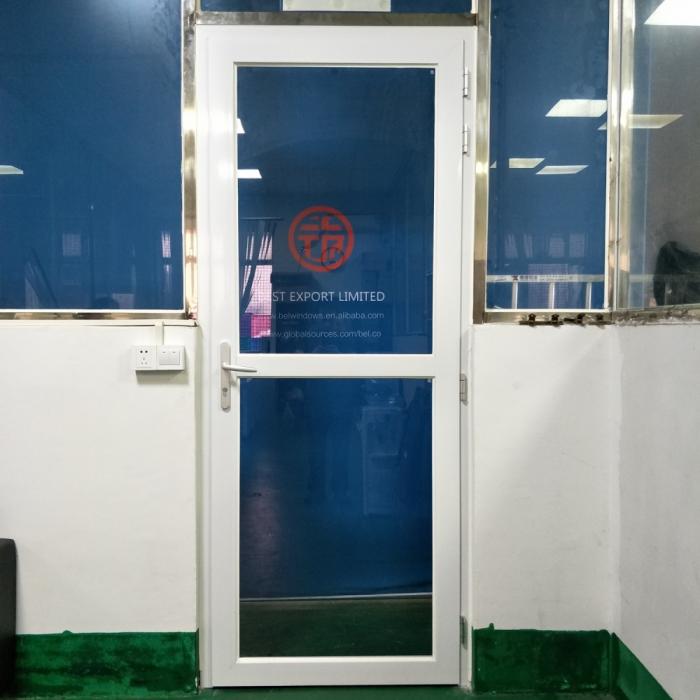 White aluminum swing doors