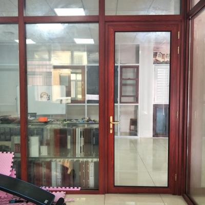 Wood effect aluminum casement doors