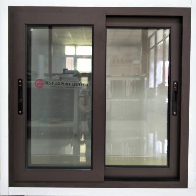 Brown aluminium sliding windows with mosquito net