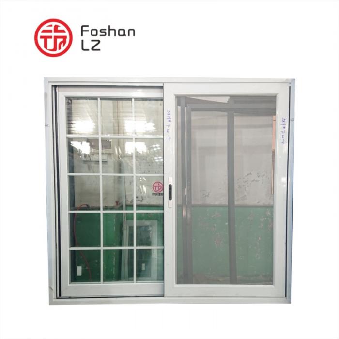 White Aluminium sliding windows with grill design