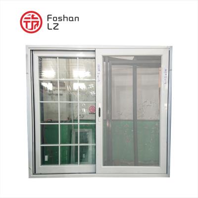 White Aluminium sliding windows with grill design