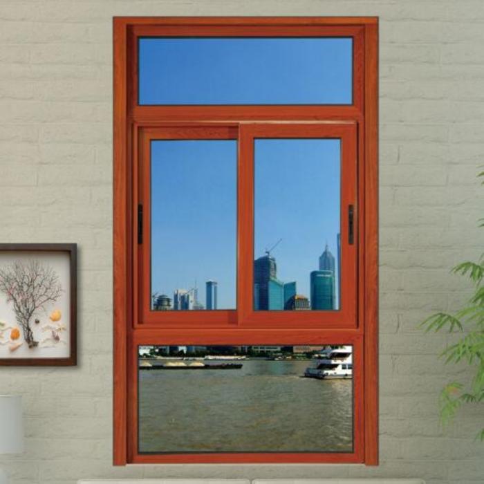 Wood effect aluminum sliding window