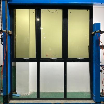 Black aluminum awing window with wind resistant friction